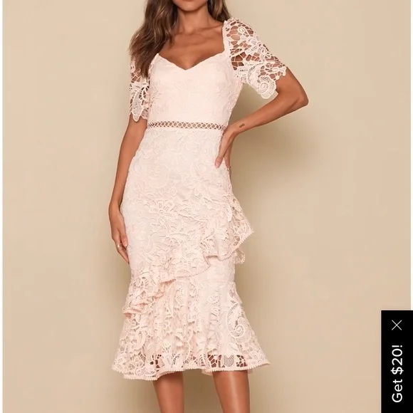 Lulus | Dresses | Briarwood White Lace Ruffled Midi Dress | Poshmark Lulus | Dresses | Briarwood White Lace Ruffled Midi Dress | Poshmark